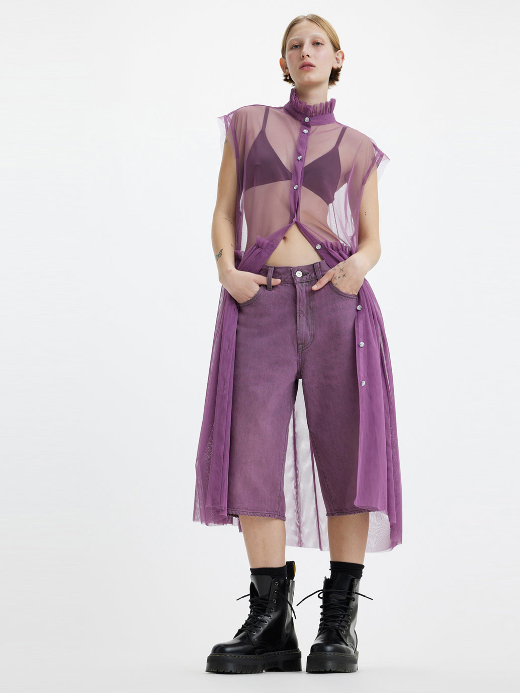Women's High Neck Net A-Line Sheer Midi Dress Levis India Store Women's High Neck Net A-Line Sheer Midi Dress Levis India Store