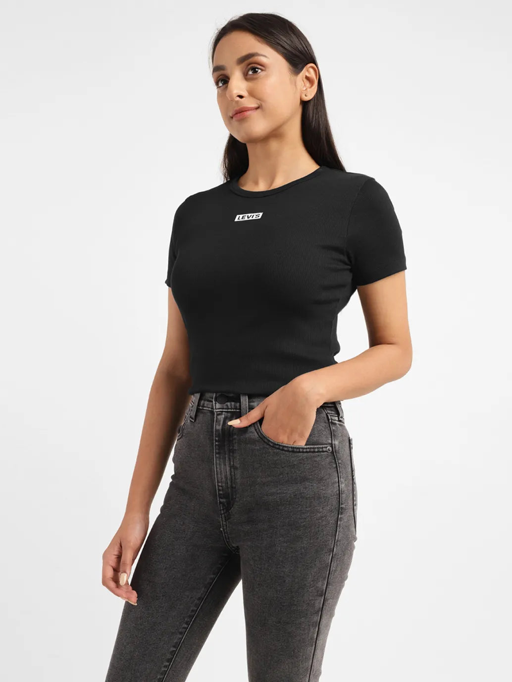 Women's Brand Logo Loose Straight Fit T-shirt