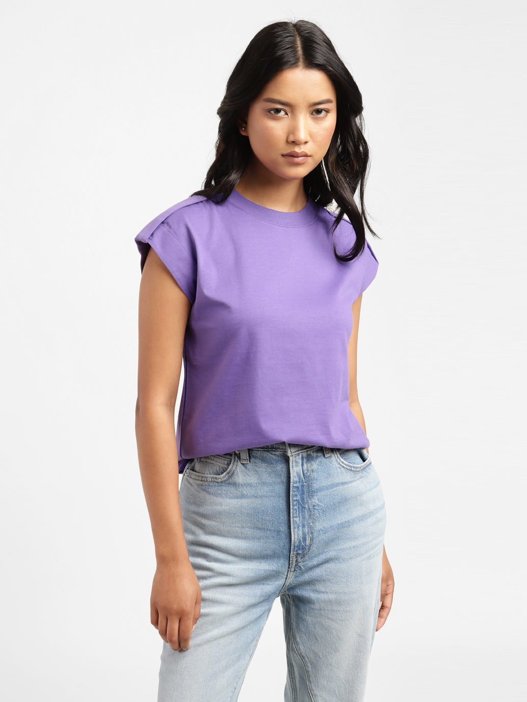 Purple t best sale shirt outfit women's