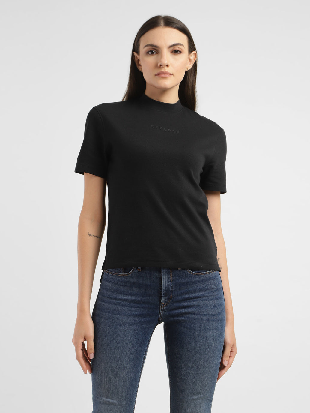 Women's Solid Mock Neck T-shirt - Main Image