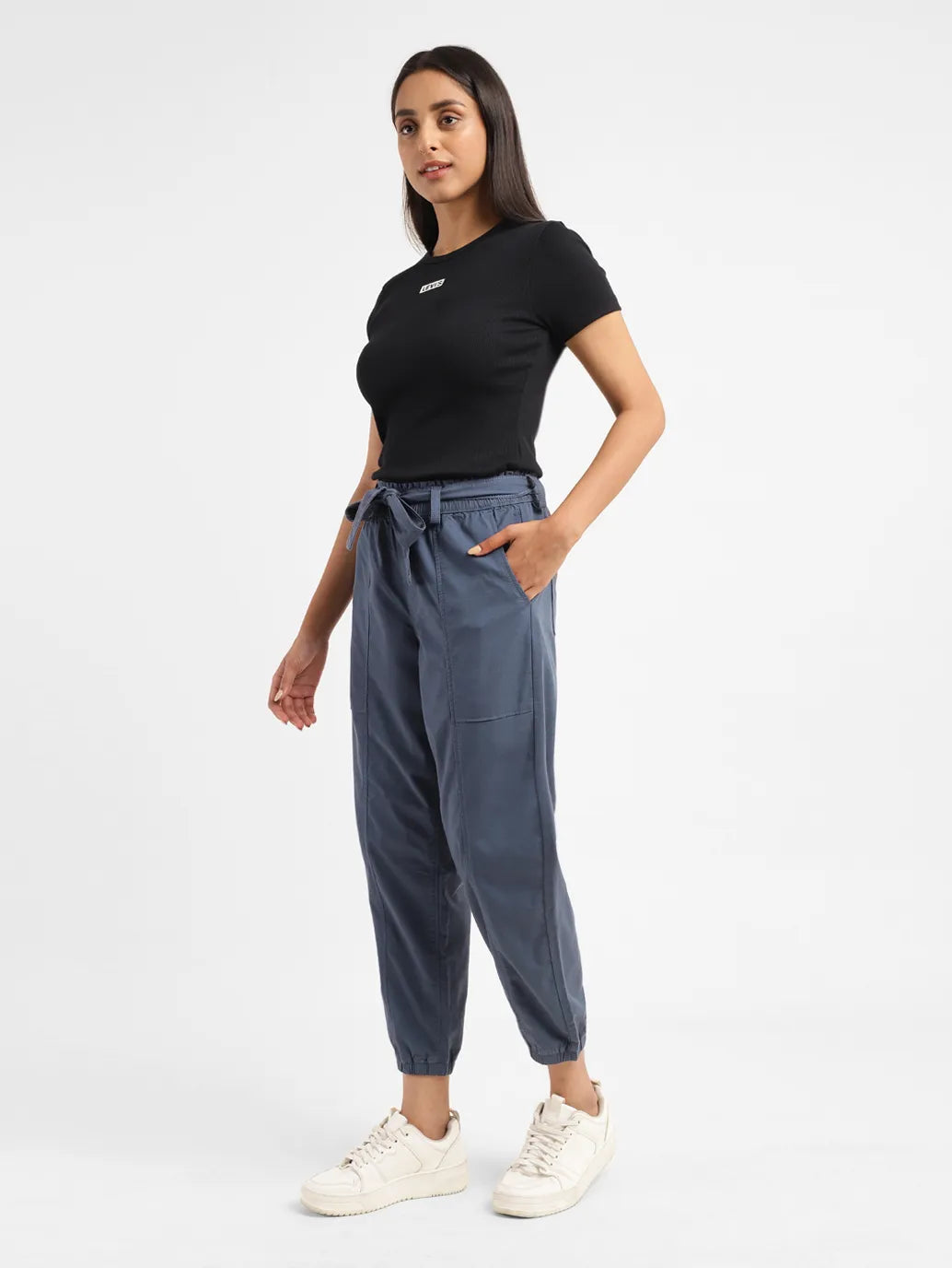 Women's High Rise Indigo Regular Fit Joggers - Main Image