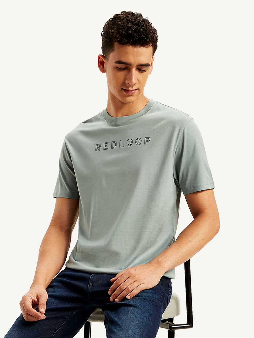 Men's Redloop Typographic Print Crew Neck T-shirt