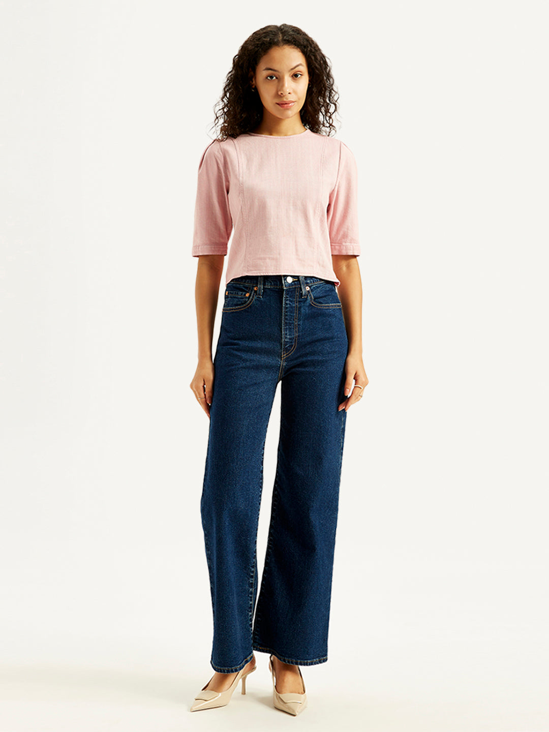 Wide Leg Levis Jeans High Waist Sale Women's Navy Blue Ribcage