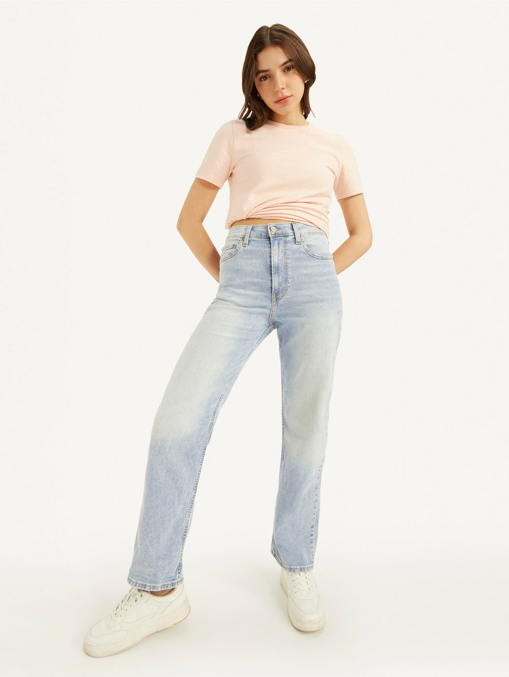 Women's Blue Ribcage Straight Fit High Rise Jeans1