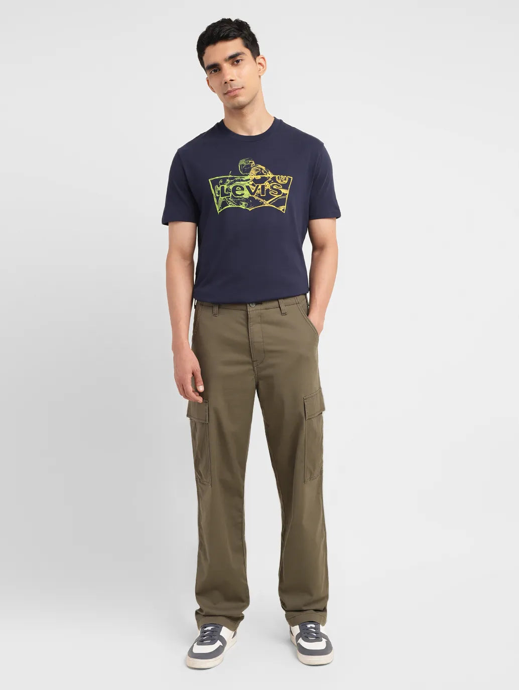 Men's Straight Fit Olive Cargo