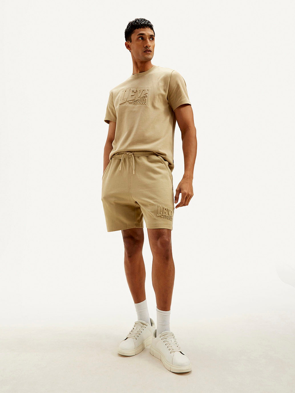 Men's Beige Regular Fit Shorts - Main Image