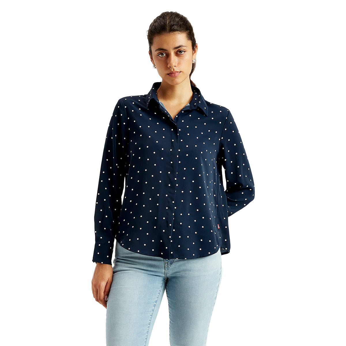 Ladies Blouses Navy Polka Dot Blouse Women's Polka Dot Regular