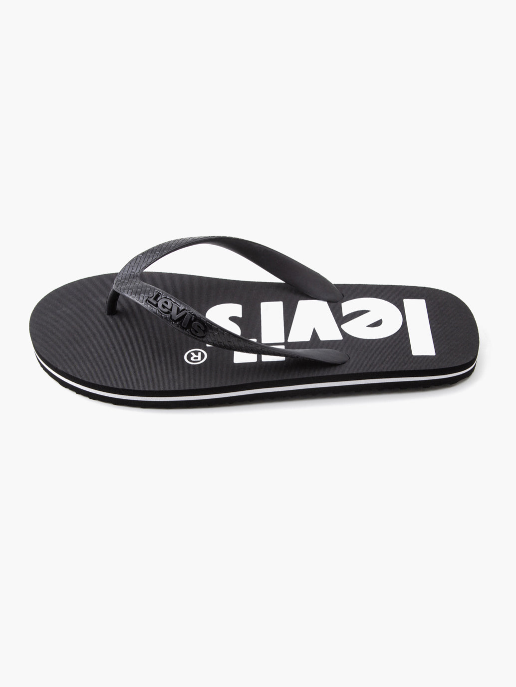 Men s Black Debossed Printed Logo Flip Flops