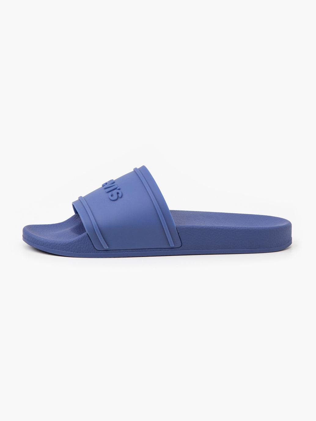 Men s Blue Debossed Silicon Logo Slides Levis India Store