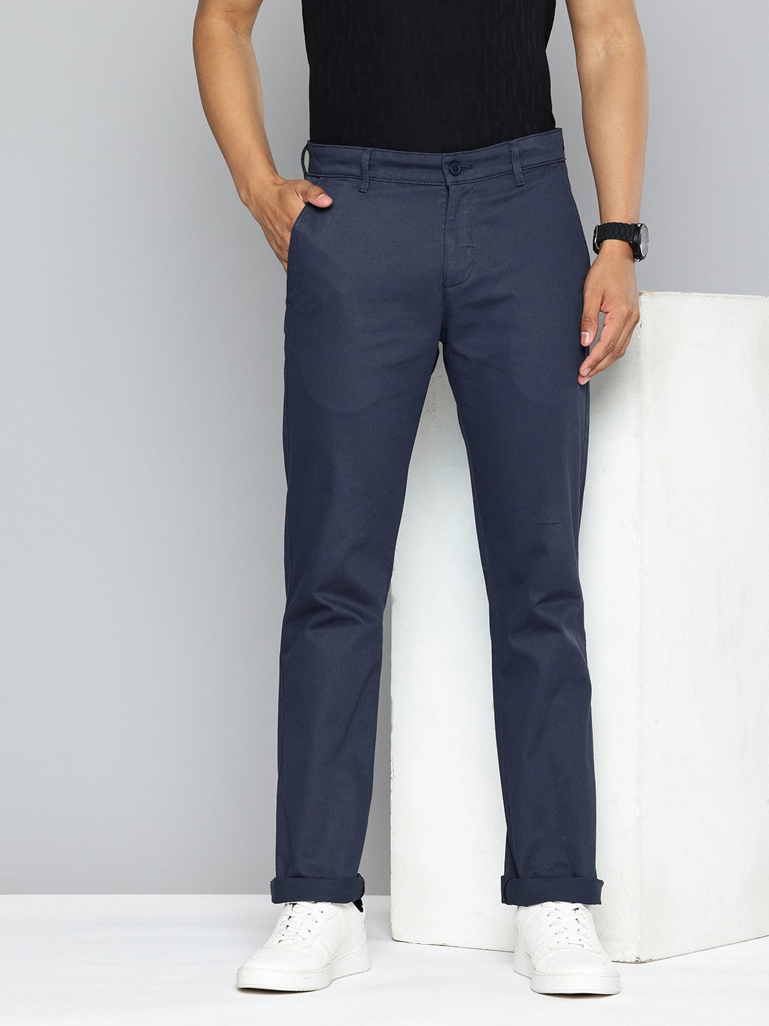 Men's Navy Slim Fit Chinos - Main Image