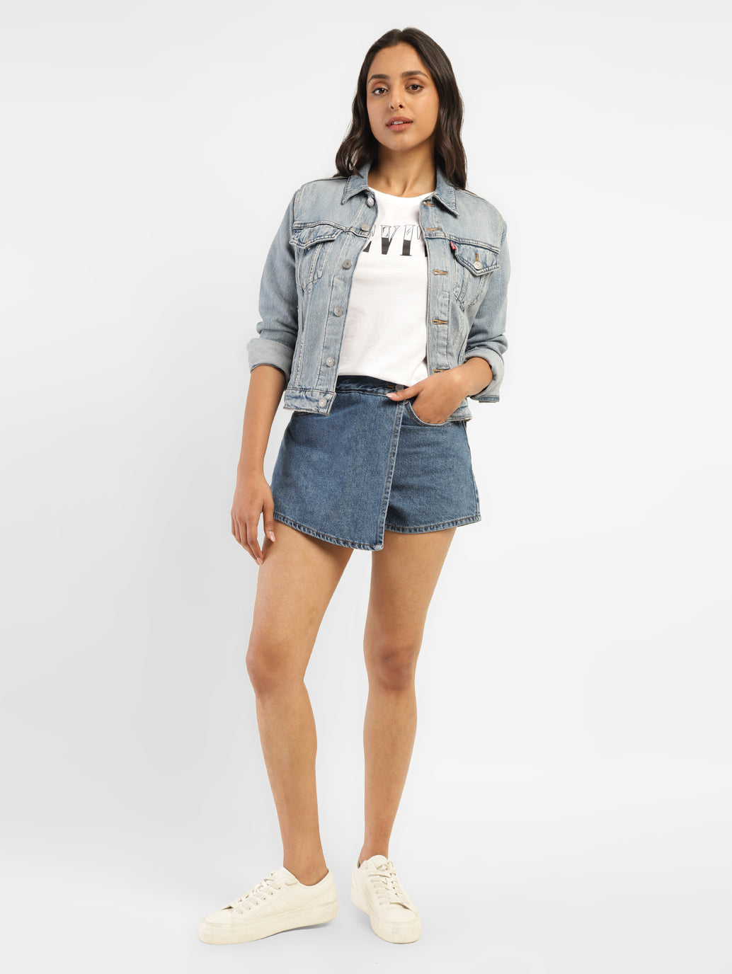 Women's High Rise Navy Regular Fit Skort