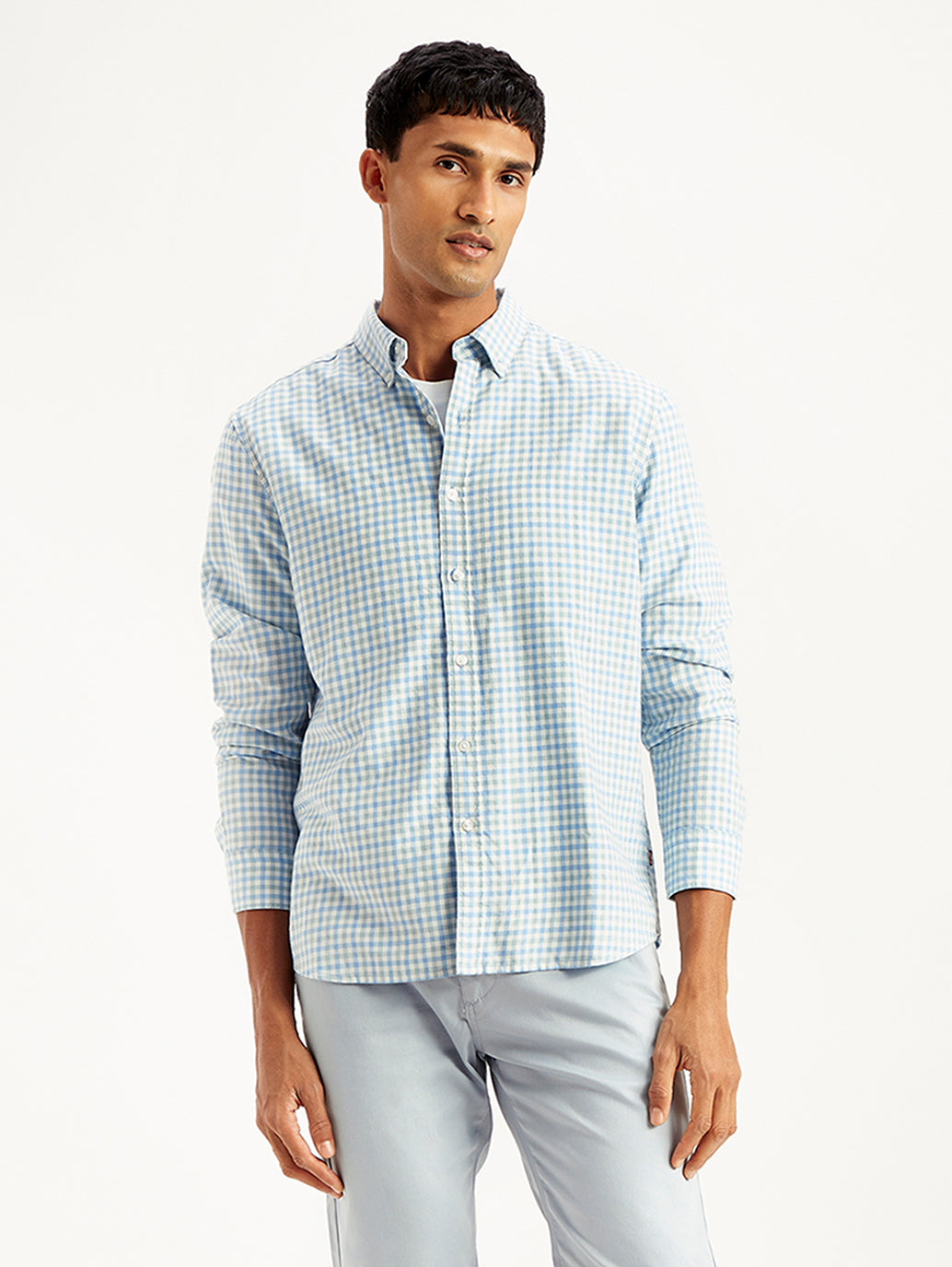 Men's Checkered Spread Collar Shirt