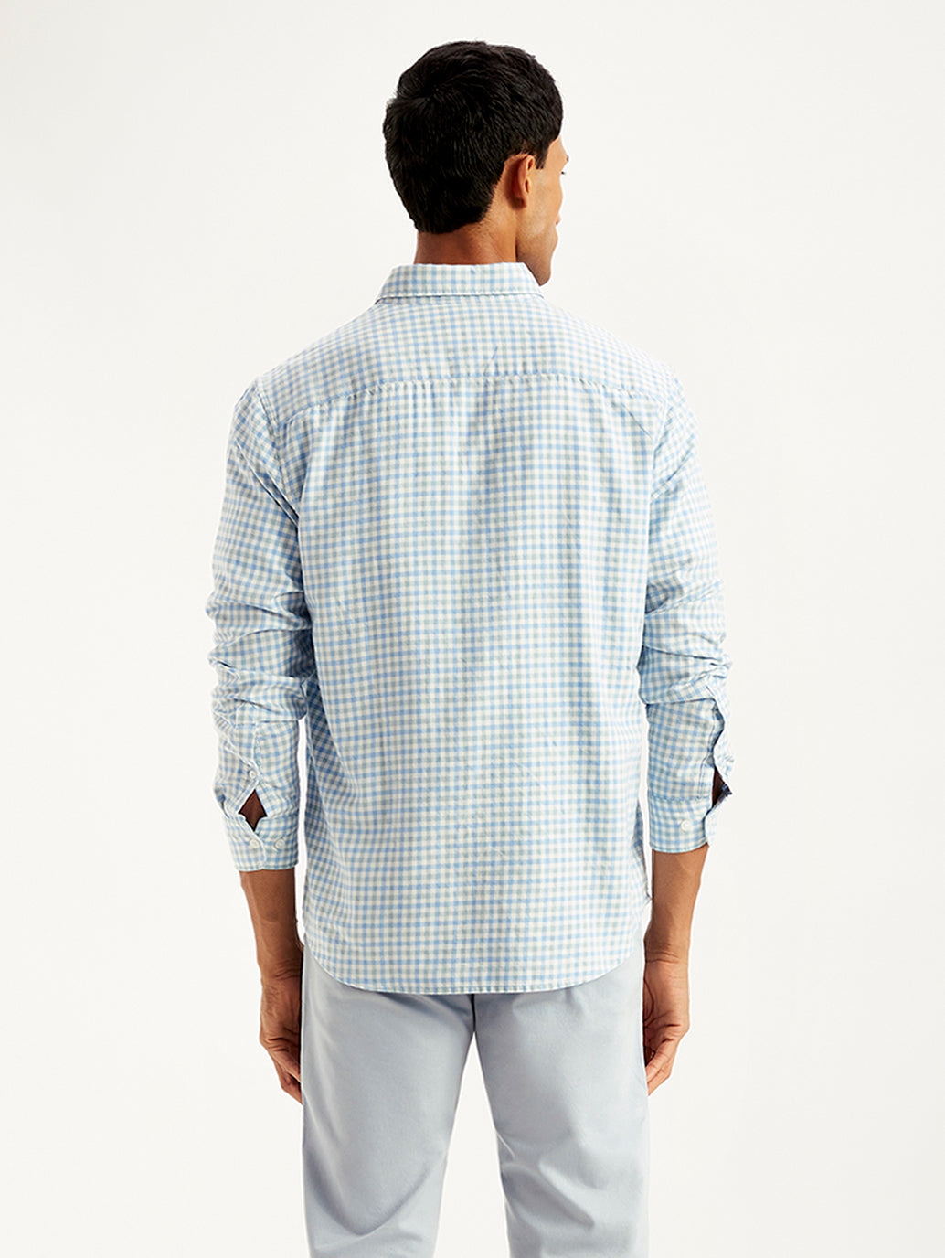 Men's Checkered Spread Collar Shirt