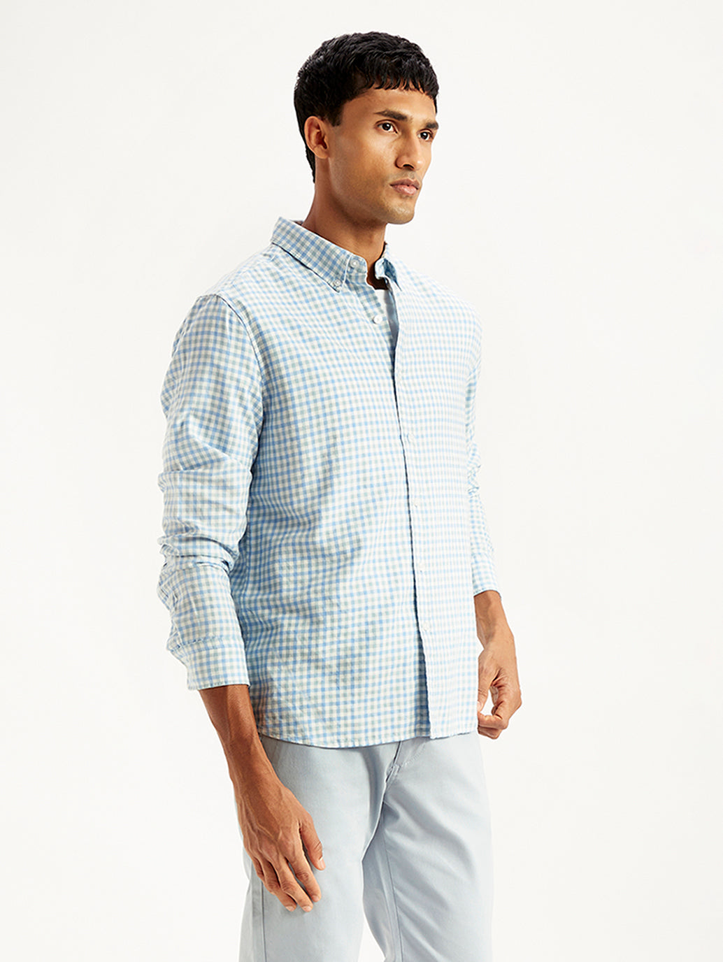 Men's Checkered Spread Collar Shirt