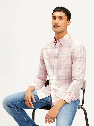 Men's Checkered Slim Fit Oxford Shirt