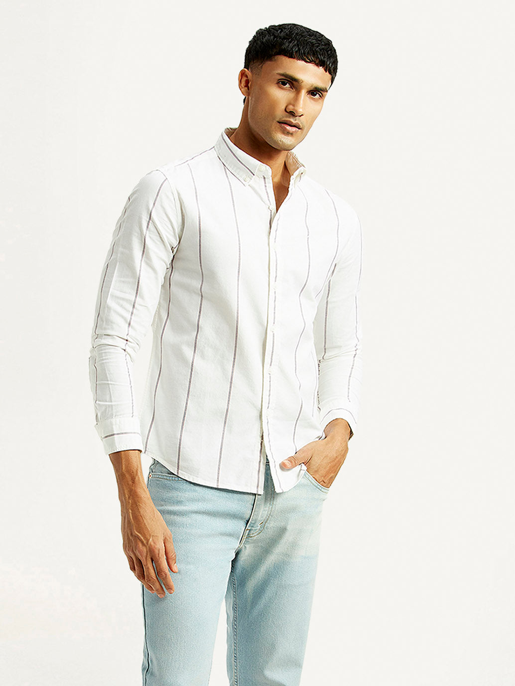 Men's Striped Slim Fit Shirt - Styleshot View