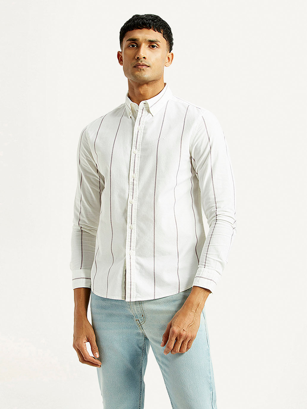 Men's Striped Slim Fit Shirt - Front View