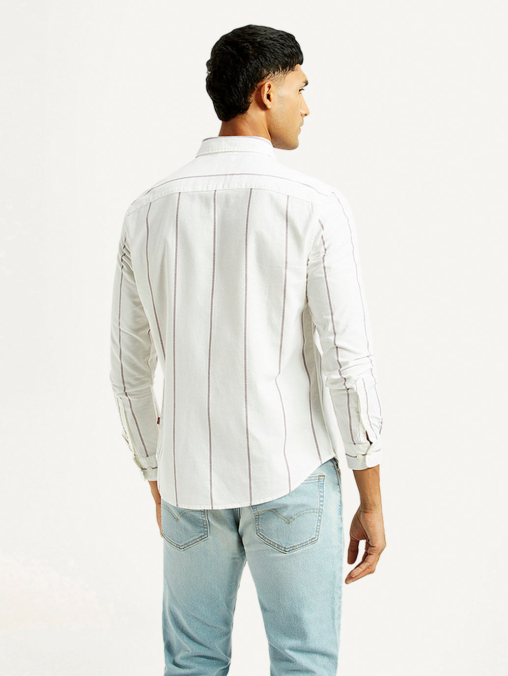 Men's Striped Slim Fit Shirt - Back View