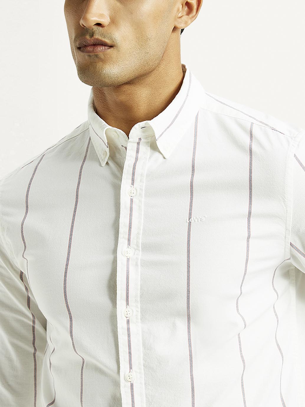Men's Striped Slim Fit Shirt - Detail View