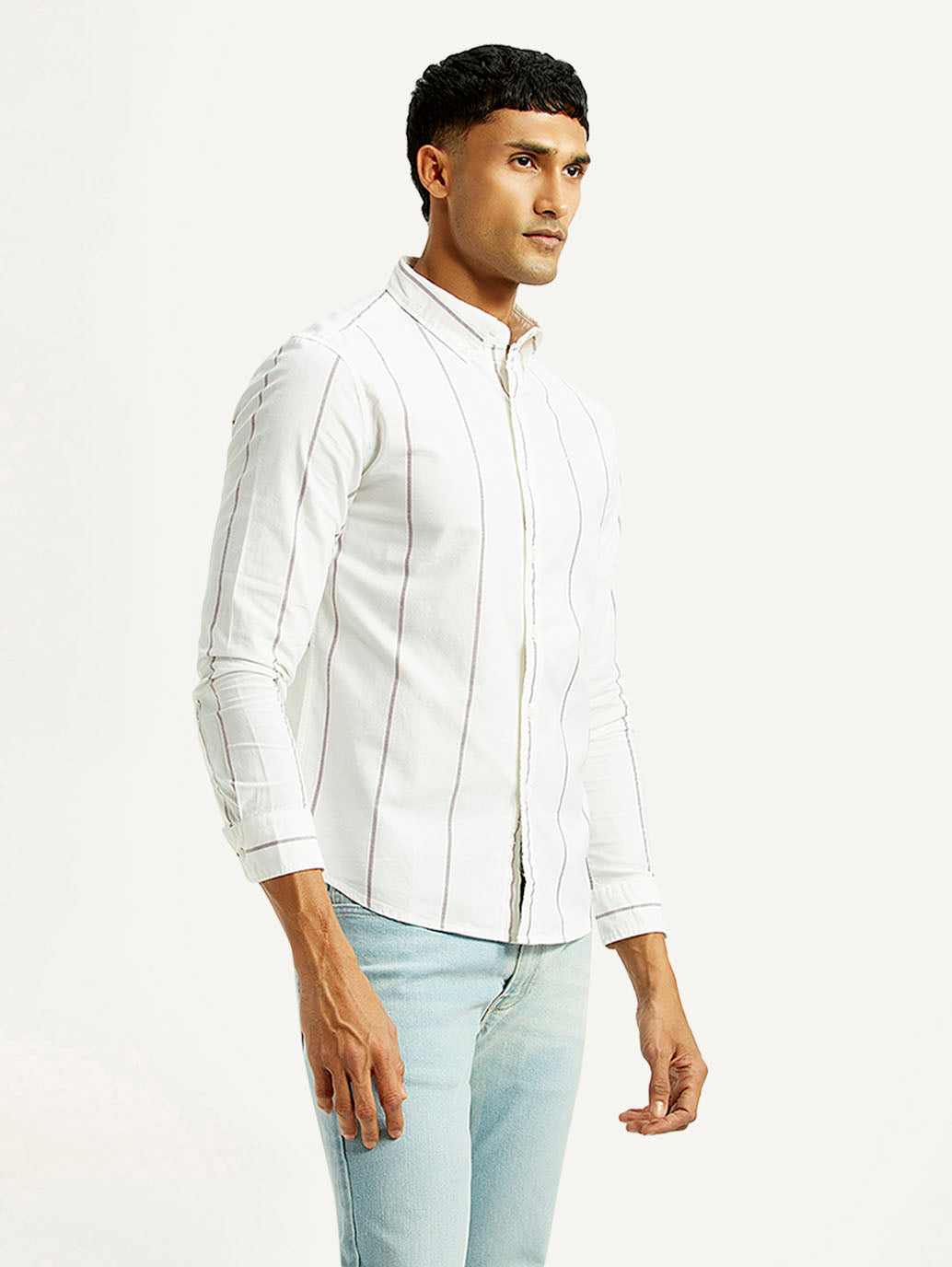 Men's Striped Slim Fit Shirt - Side View