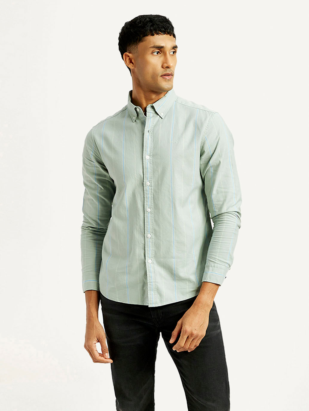 Men's Striped Slim Fit Oxford Shirt