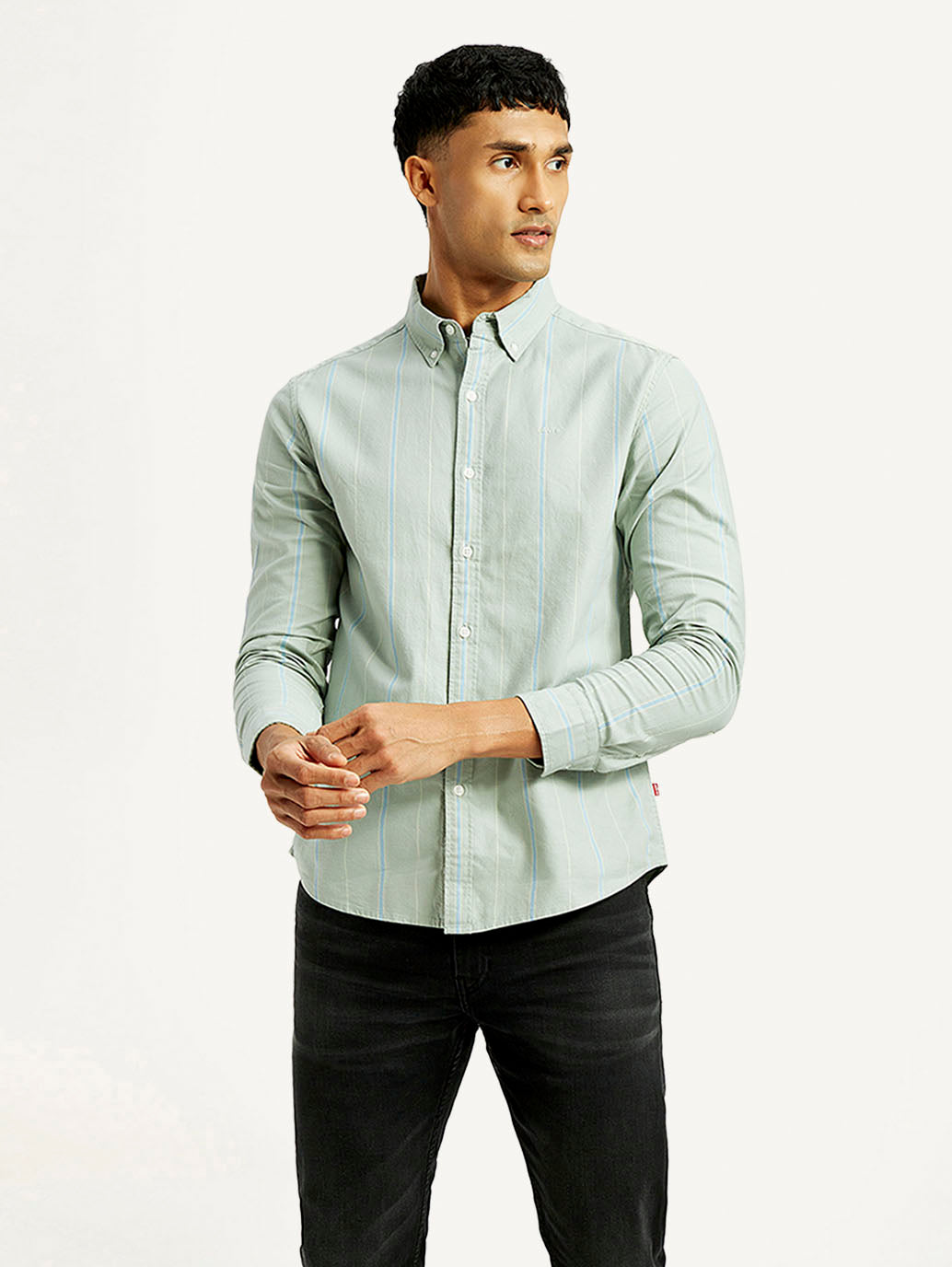 Men's Striped Slim Fit Shirt - Front View