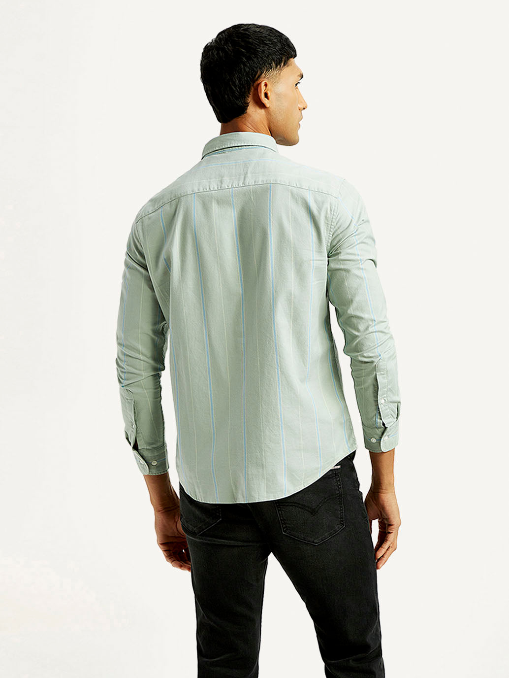 Men's Striped Slim Fit Shirt - Back View