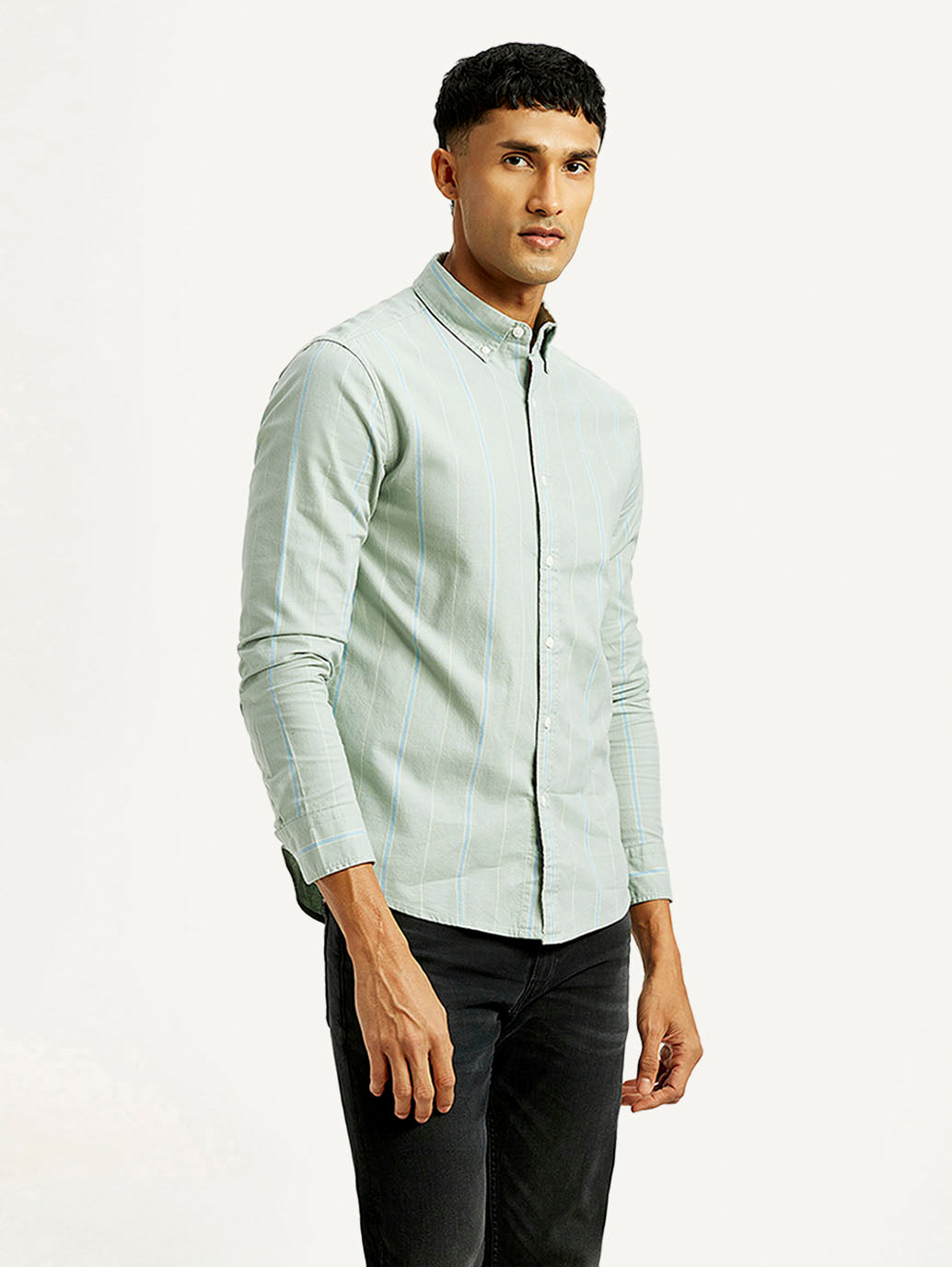 Men's Striped Slim Fit Shirt - Side View