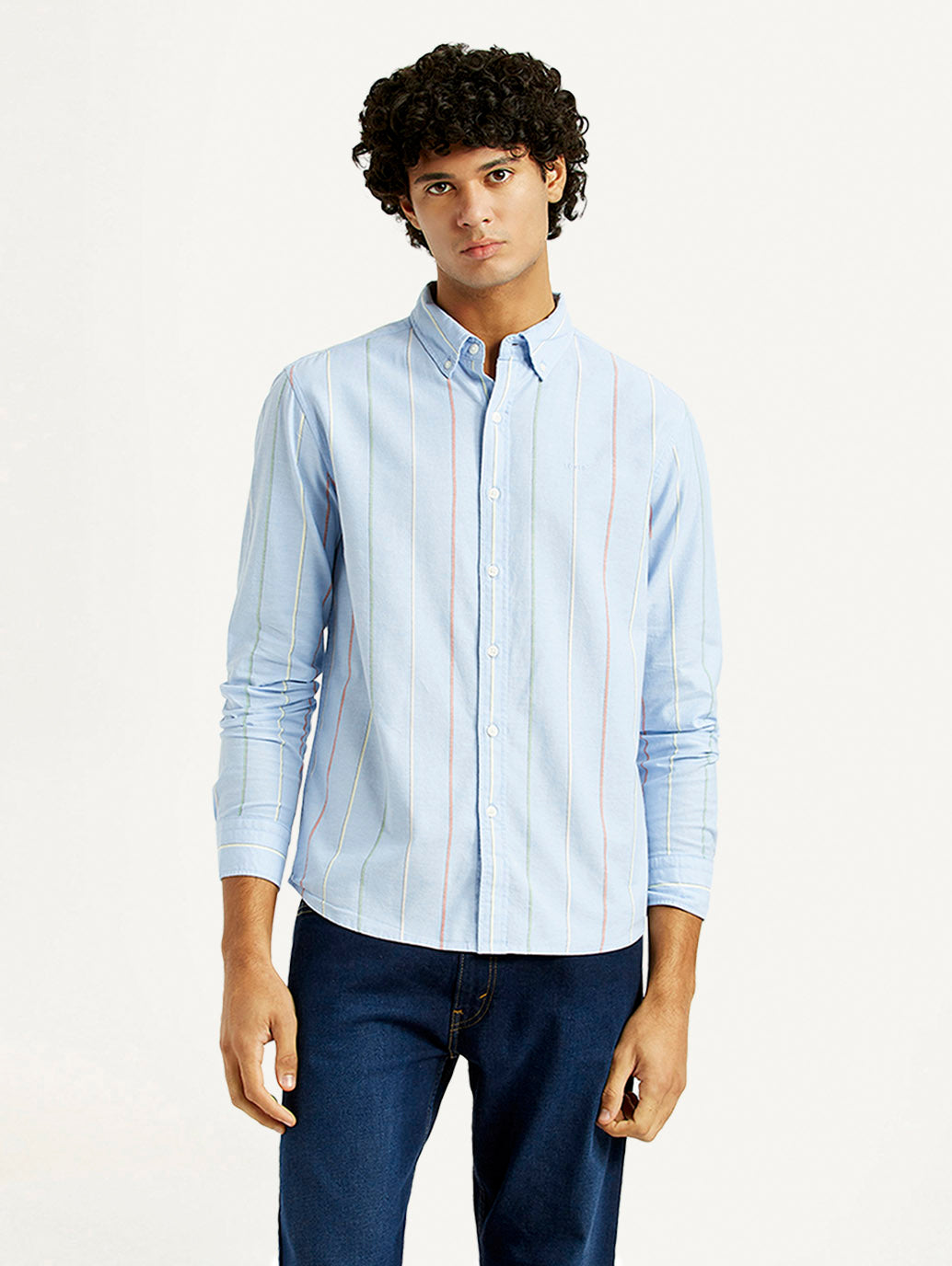 Men's Striped Slim Fit Shirt - Front View