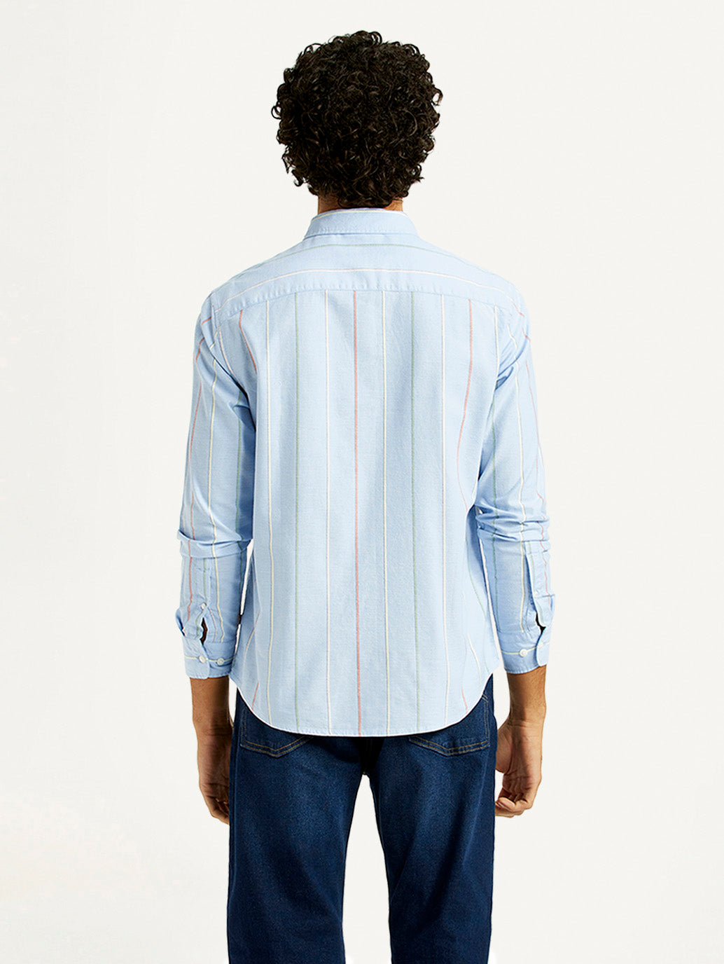 Men's Striped Slim Fit Shirt - Back View