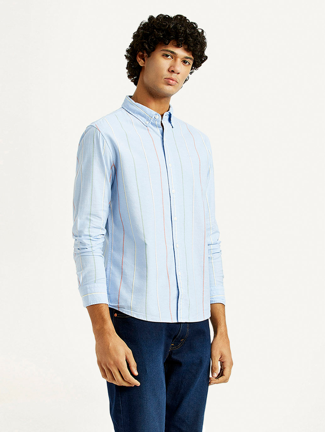 Men's Striped Slim Fit Shirt - Side View