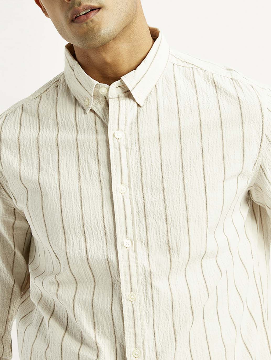 Men's Striped Slim Fit Shirt - Detail View
