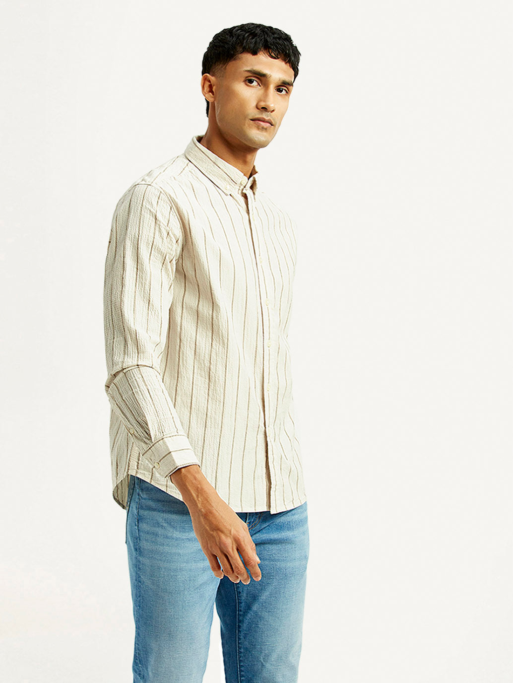Men's Striped Slim Fit Shirt - Side View