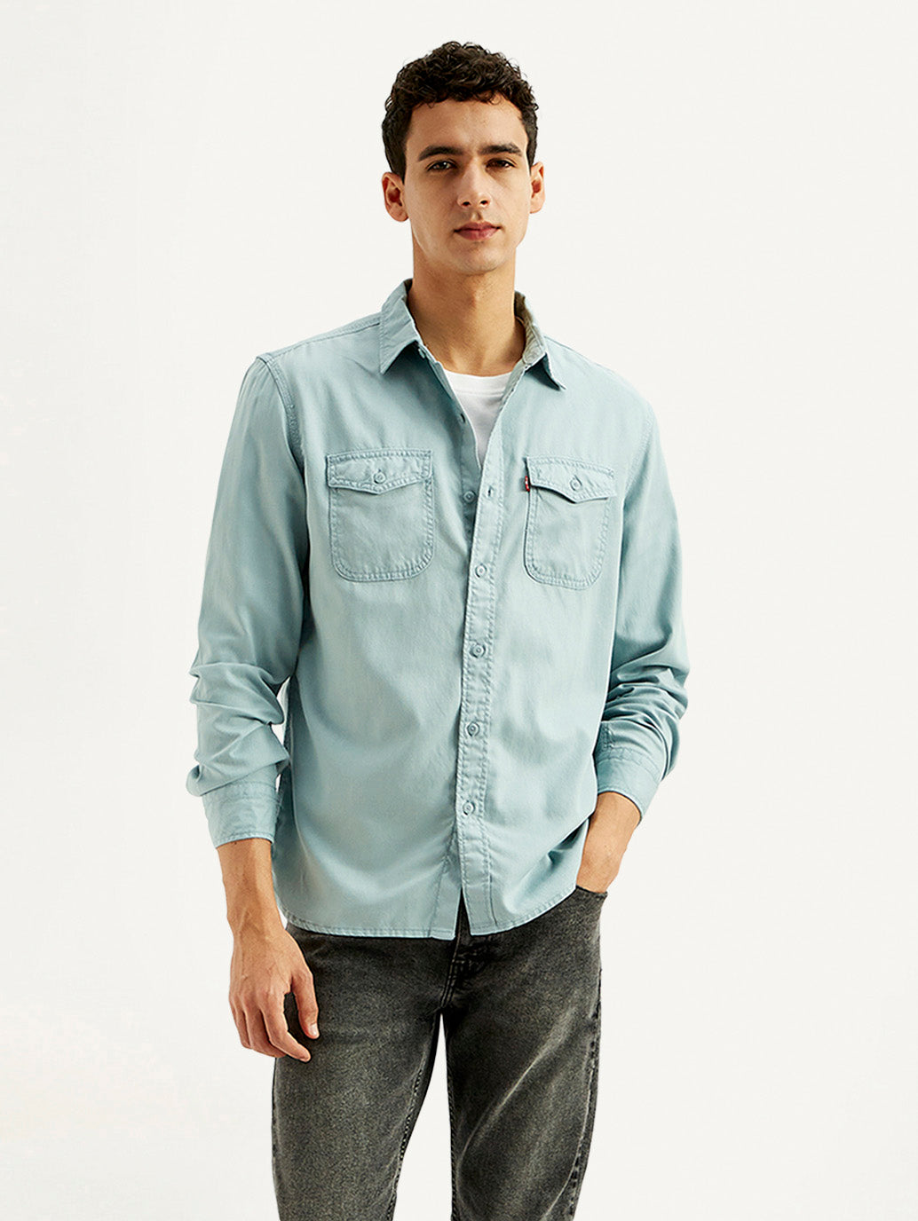 Men's Solid Slim Fit Overdyed Overshirt - Styleshot View