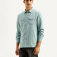 Men's Solid Slim Fit Overdyed Overshirt - Front View