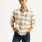 Men's Plaid Cream Relaxed Fit Jacket - 1 View