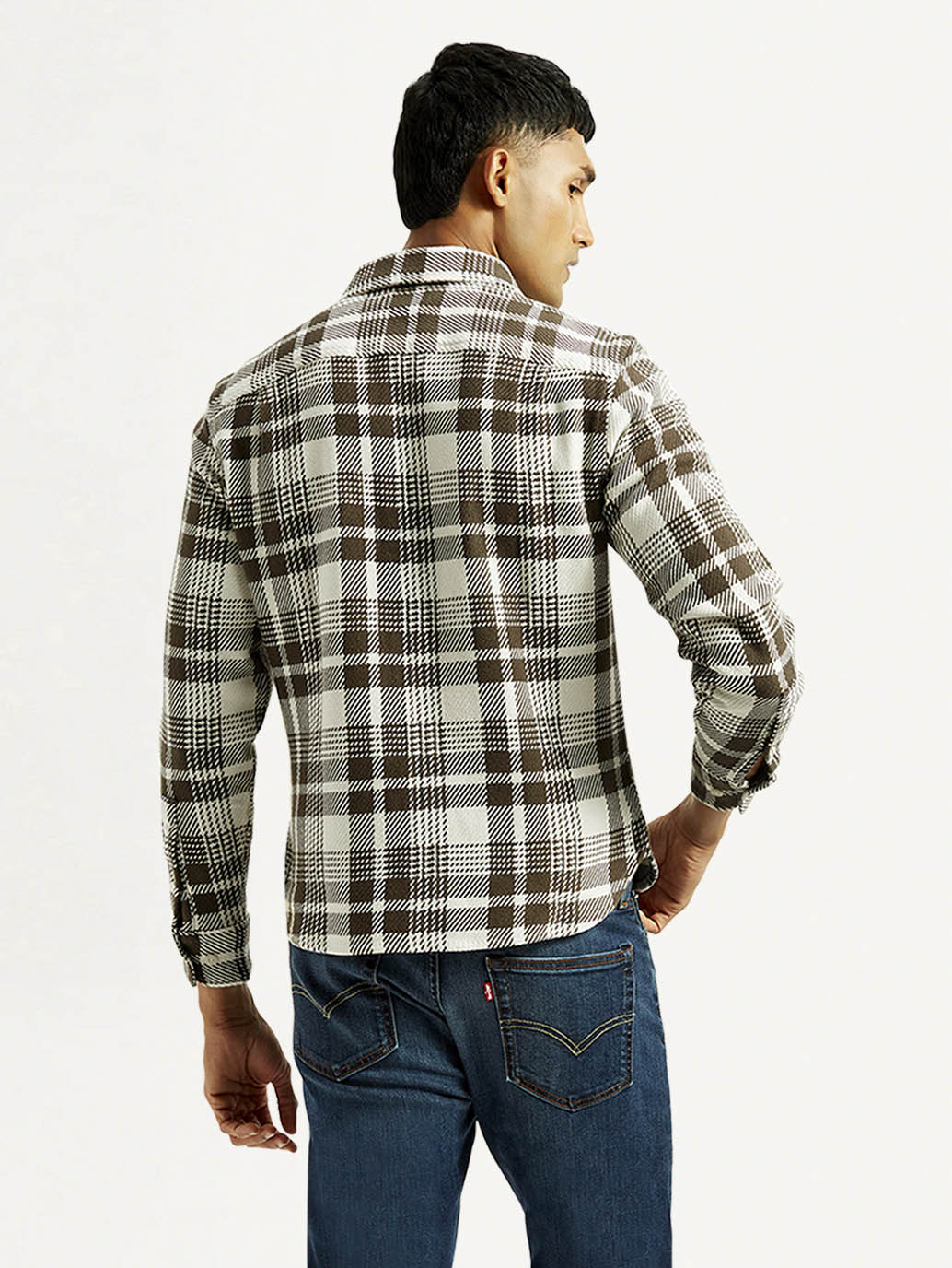 Men's Plaid Relaxed Fit Shirt - Back View