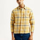 Men's Checkered Yellow Relaxed Fit Shirt - Front View