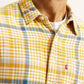 Men's Checkered Yellow Relaxed Fit Shirt - Detail View