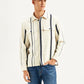 Men's Striped White Regular Fit Shacket