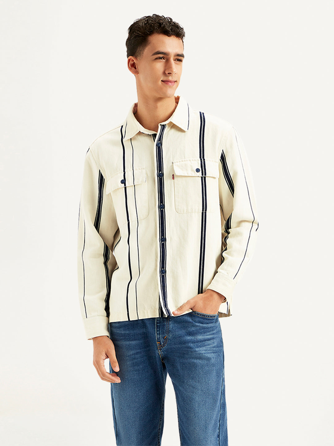 Men's Striped Regular Fit Shacket