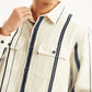 Men's Striped White Regular Fit Shacket