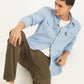 Men's Solid Slim Fit Denim Shirt - de9d8ae3-3a5d-44eb-bde2-6601a8a4bdc0 View