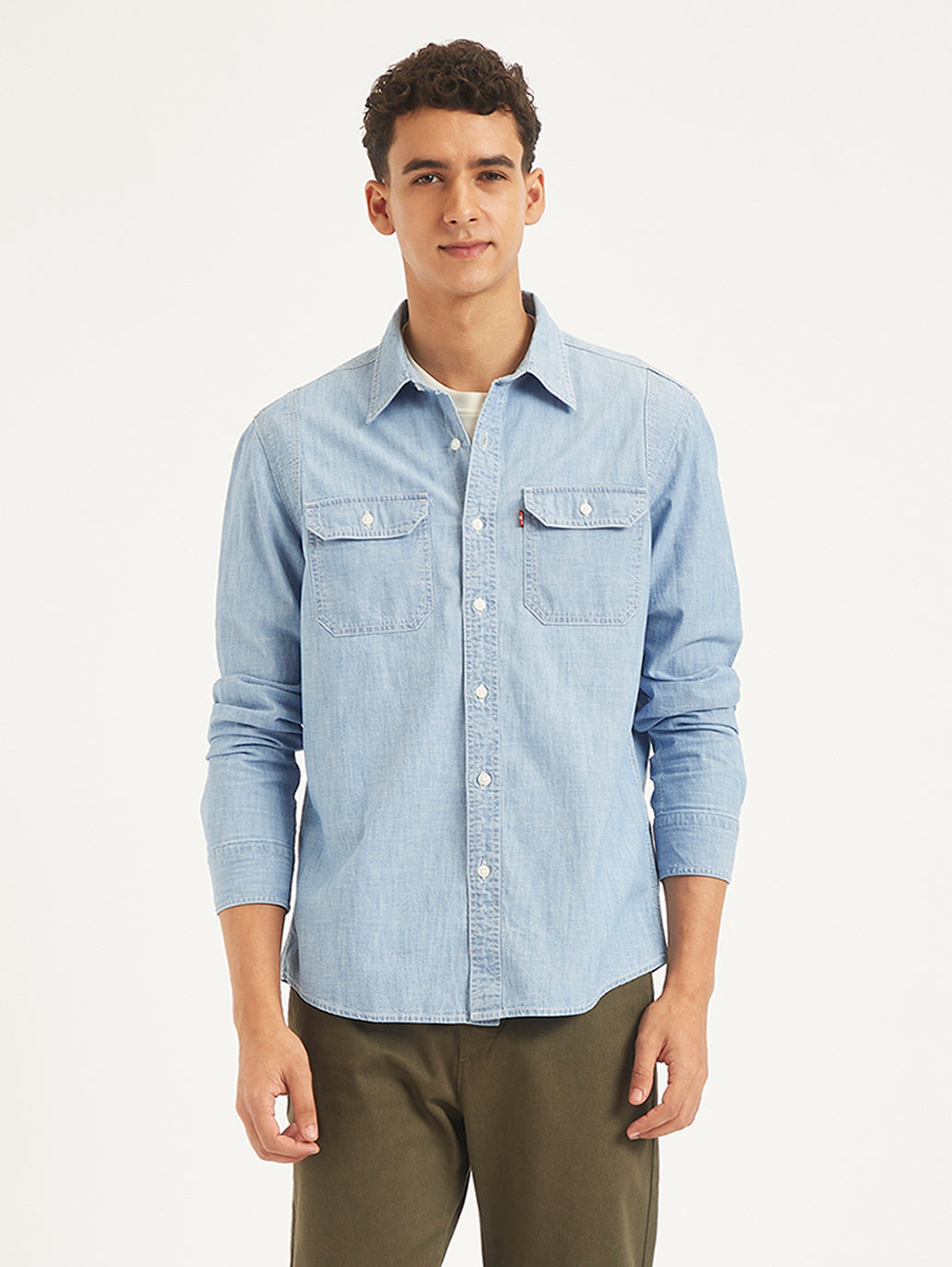 Men's Solid Slim Fit Denim Shirt