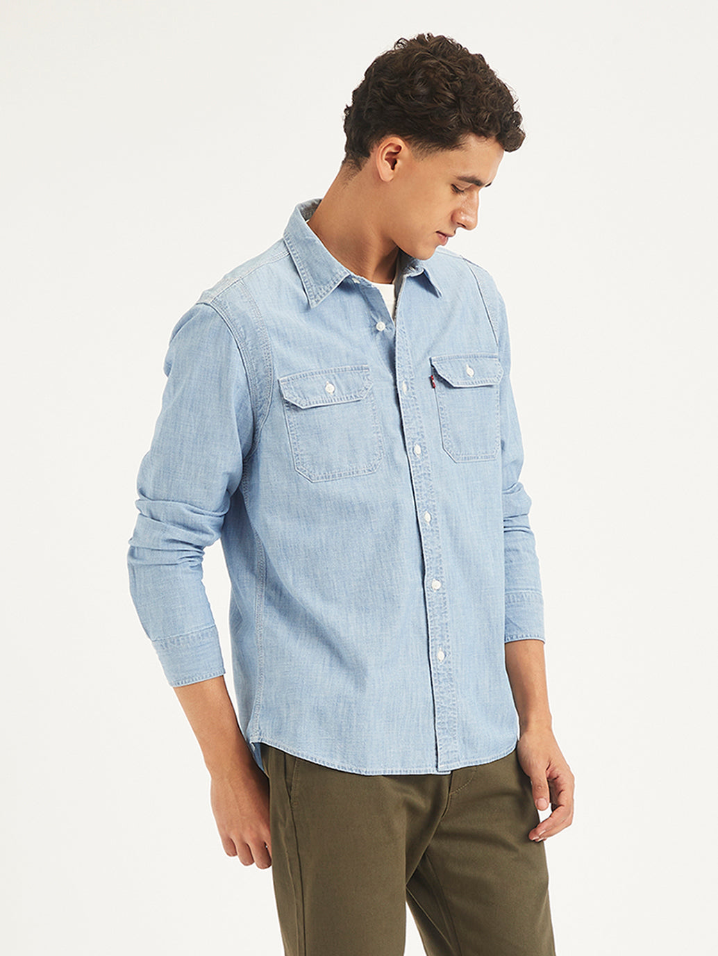 Men's Solid Slim Fit Denim Shirt