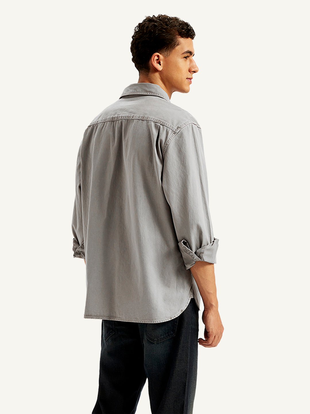 Men's Solid Straight Fit Denim Shirt