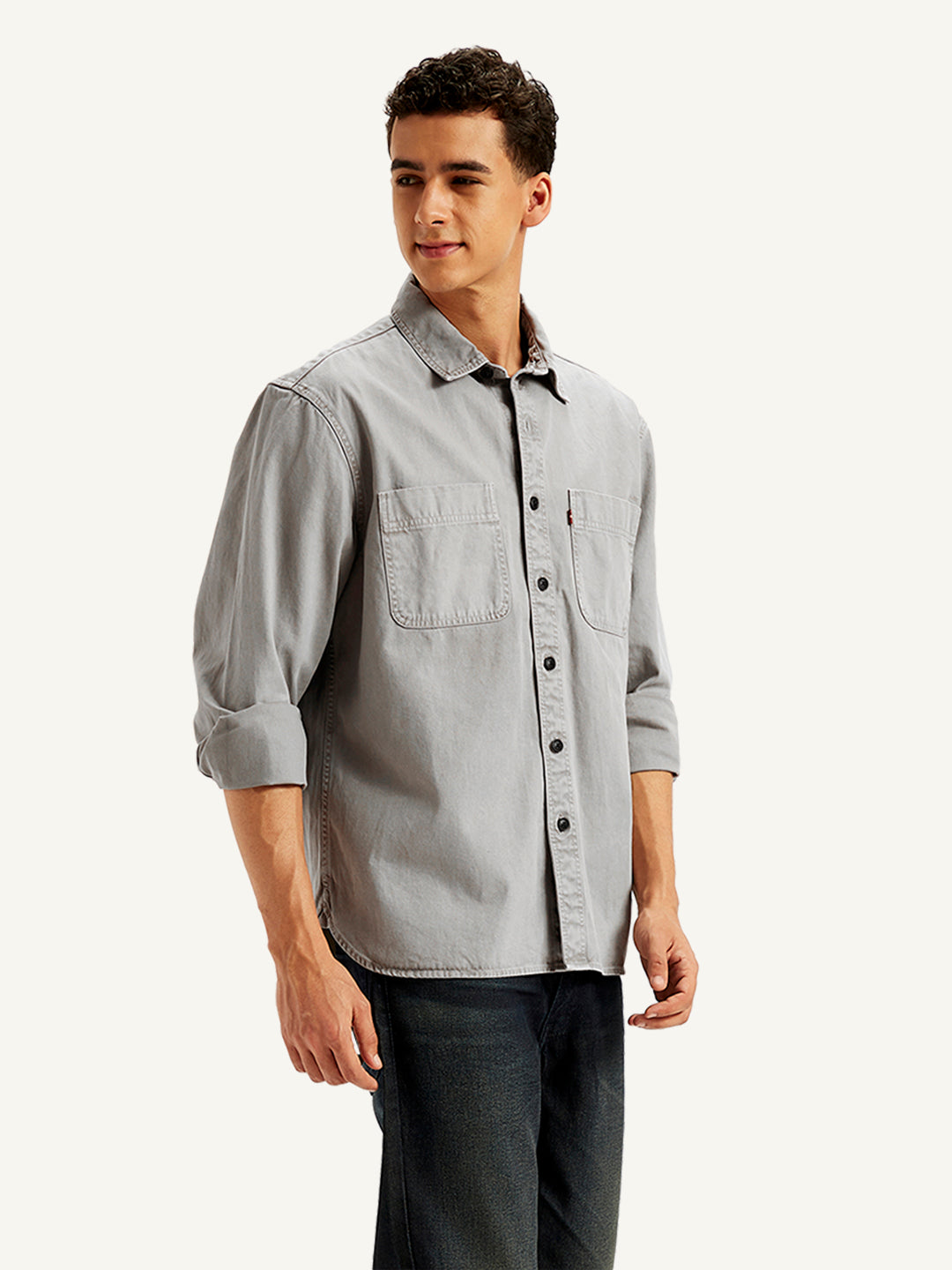 Men's Solid Straight Fit Denim Shirt