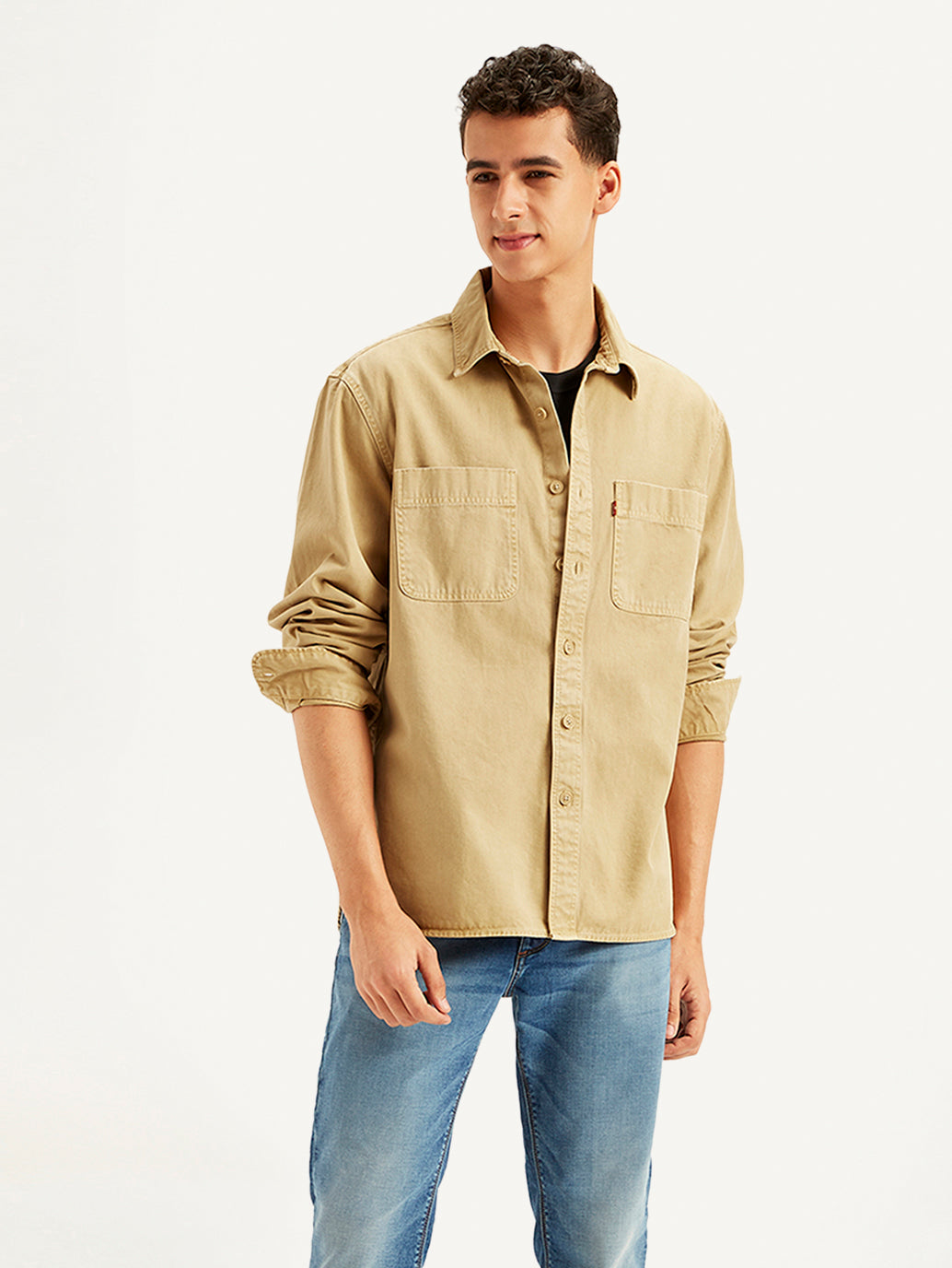 Men's Solid Straight Fit Denim Shirt - Styleshot View
