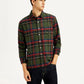 Men's Plaid Multicolor Spread Collar Flannel Shirt - Front View