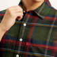 Men's Plaid Multicolor Spread Collar Flannel Shirt - Detail View